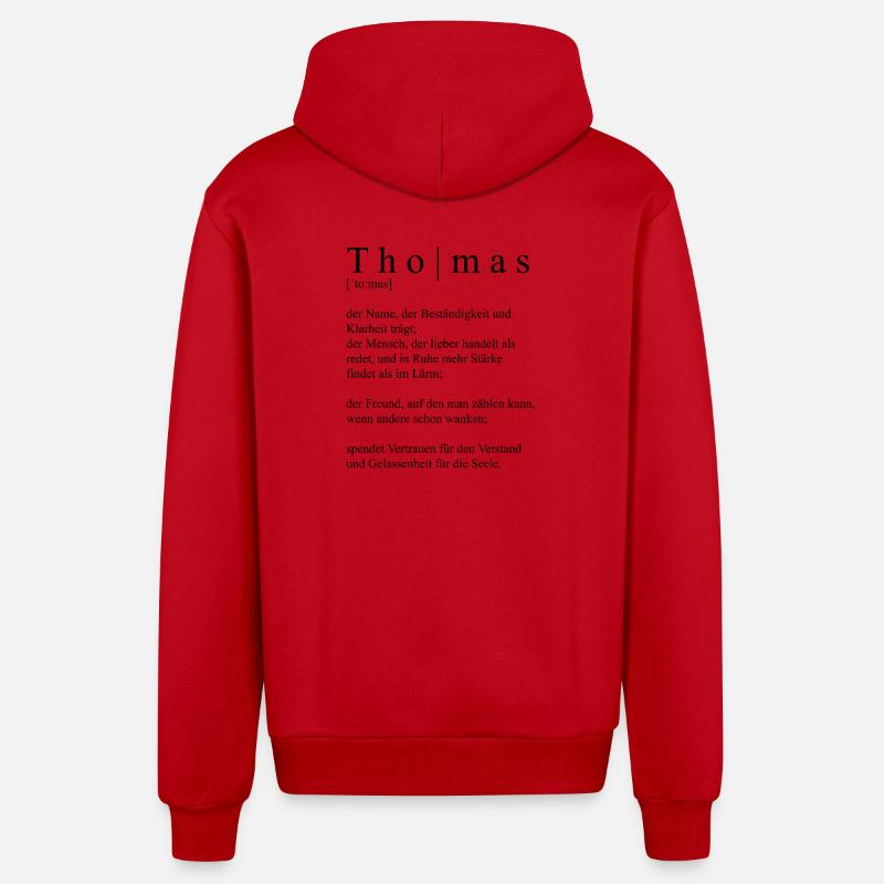 Thomas Définition Typographie - Veste à capuche bio décontractée fabriquée en UE - rouge