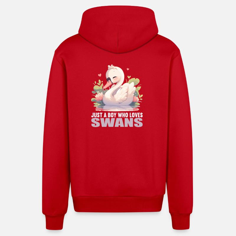 Cygnes Cygne - Veste à capuche bio décontractée fabriquée en UE - rouge
