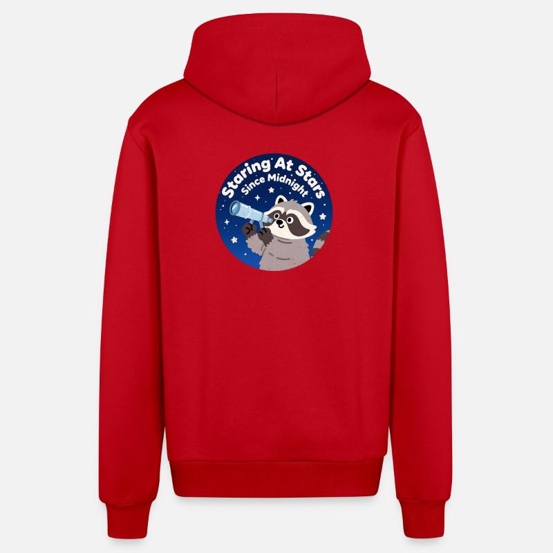 Ours de nuit avec télescope - Veste à capuche bio décontractée fabriquée en UE - rouge