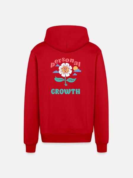 Personal Growth Daisy - Organic Relaxed Hooded Jacket Made in EU - red