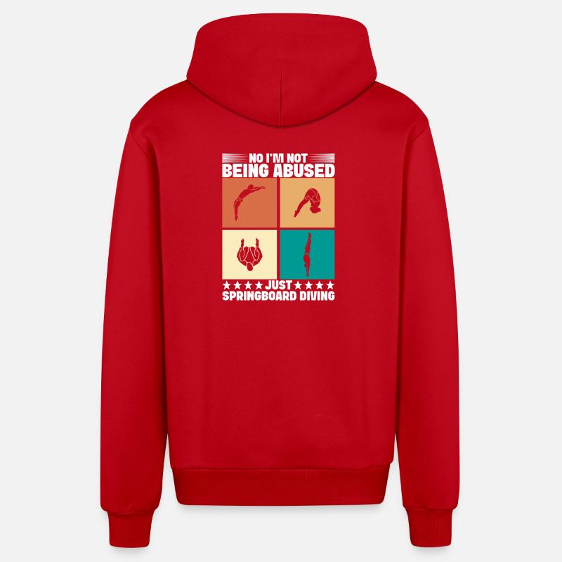Kunstspringen Turmspringer Sprungbrett - Organic Relaxed Kapuzenjacke Made in EU - Rot