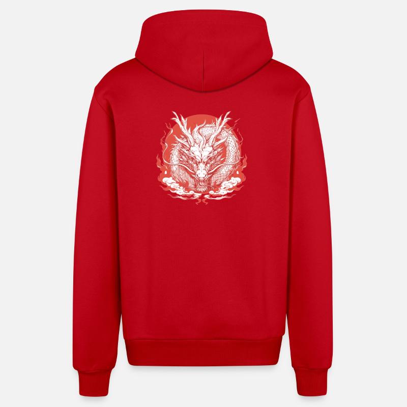 Dragon Dragon - Veste à capuche bio décontractée fabriquée en UE - rouge