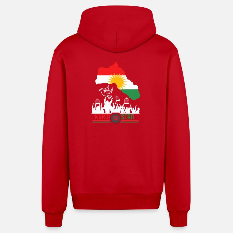 Drapeaux kurdes avec Kurdistan Kurde - Veste à capuche bio décontractée fabriquée en UE - rouge