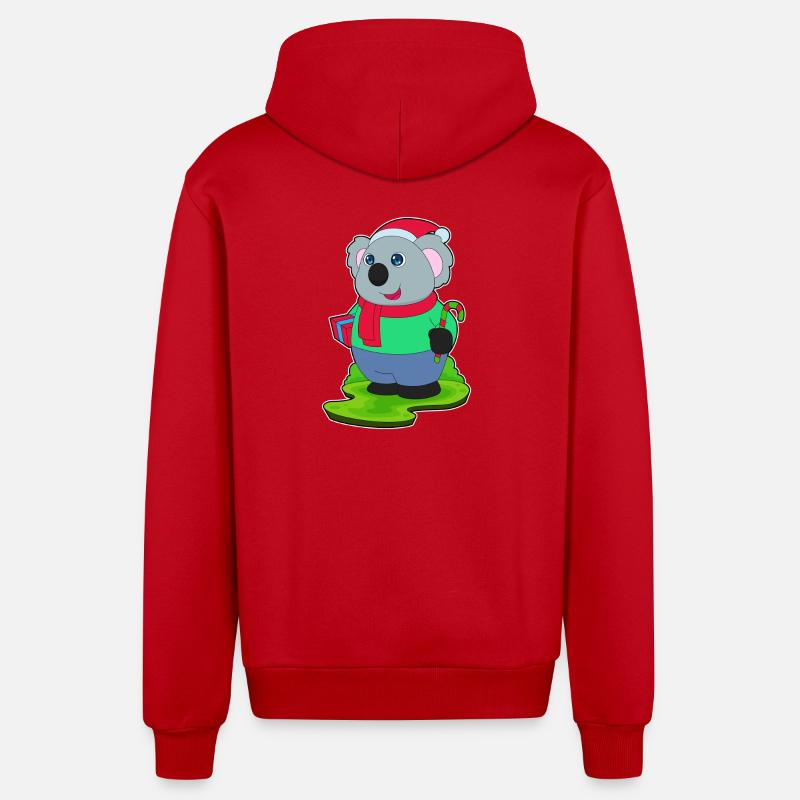 Canne de Noël Koala - Veste à capuche bio décontractée fabriquée en UE - rouge