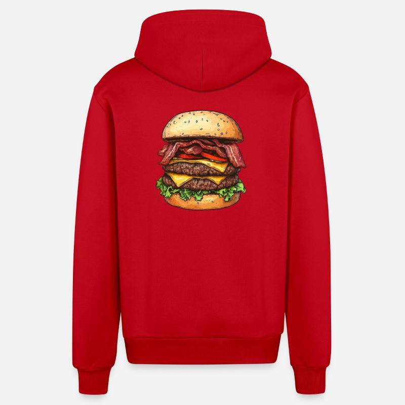 Cheeseburger double bacon :) - Veste à capuche bio décontractée fabriquée en UE - rouge