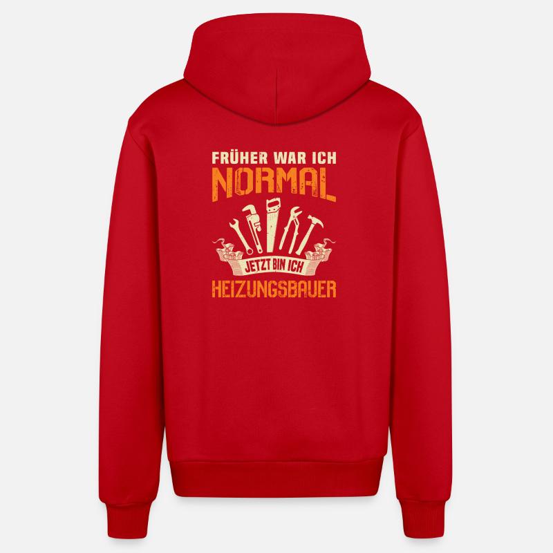 Heating Engineer Heating Construction Plumber Plumber - Organic Relaxed Hooded Jacket Made in EU - red