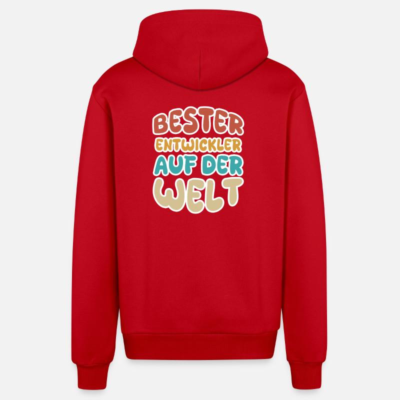Calling Developer - Organic Relaxed Hooded Jacket Made in EU - red
