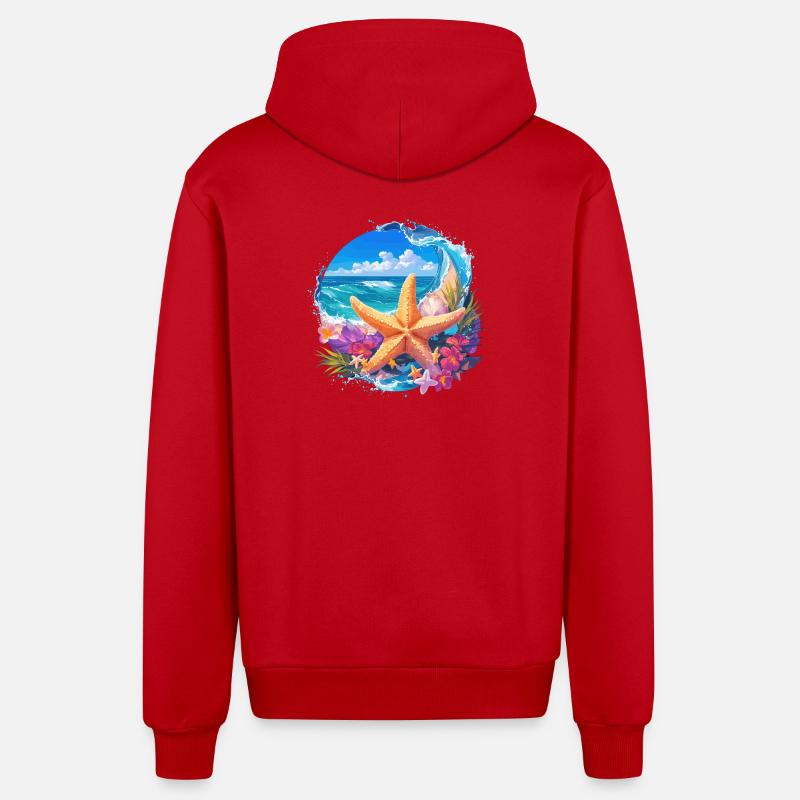 Seesterne Seestern - Organic Relaxed Kapuzenjacke Made in EU - Rot