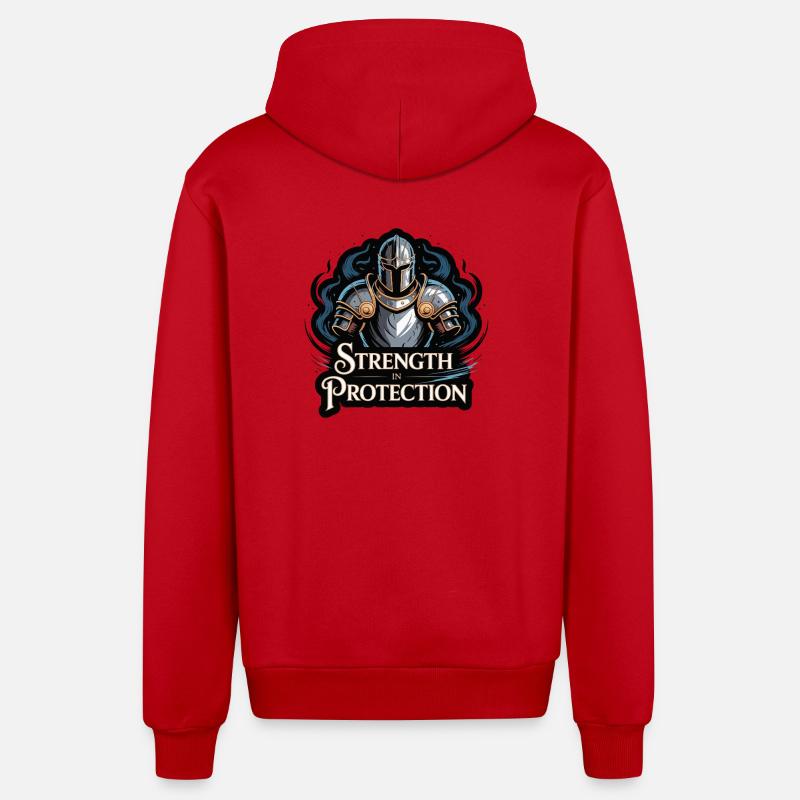 Conception du t-shirt Knight Shield Strength - Veste à capuche bio décontractée fabriquée en UE - rouge
