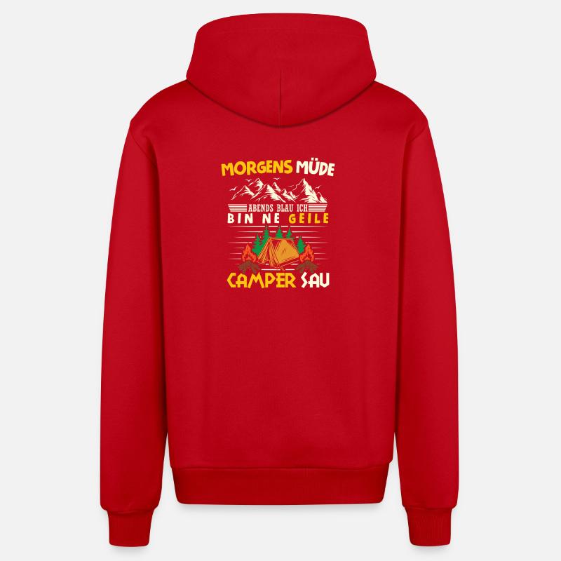 Camper Camping Caravane Dicton - Veste à capuche bio décontractée fabriquée en UE - rouge