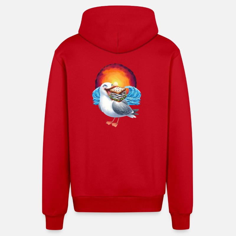 maritim Möwe Möwen Sandwich - Organic Relaxed Kapuzenjacke Made in EU - Rot