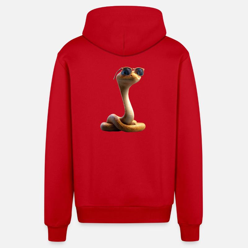 Schlange Python Kobra Klapperschlange Schlangen - Organic Relaxed Kapuzenjacke Made in EU - Rot