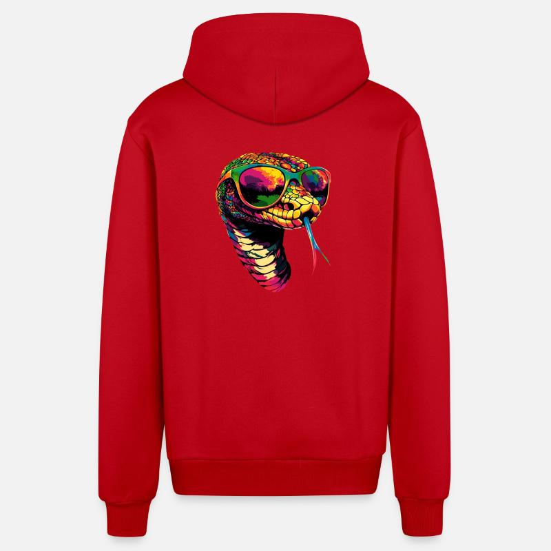 Schlange Python Kobra Klapperschlange Schlangen - Organic Relaxed Kapuzenjacke Made in EU - Rot