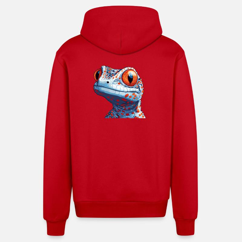 Tokay Geckos Tokay Gecko - Veste à capuche bio décontractée fabriquée en UE - rouge
