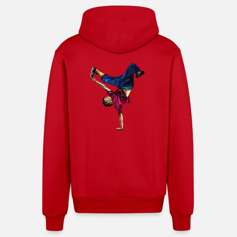 Danseuse acrobatique au style dynamique - Veste à capuche bio décontractée fabriquée en UE - rouge