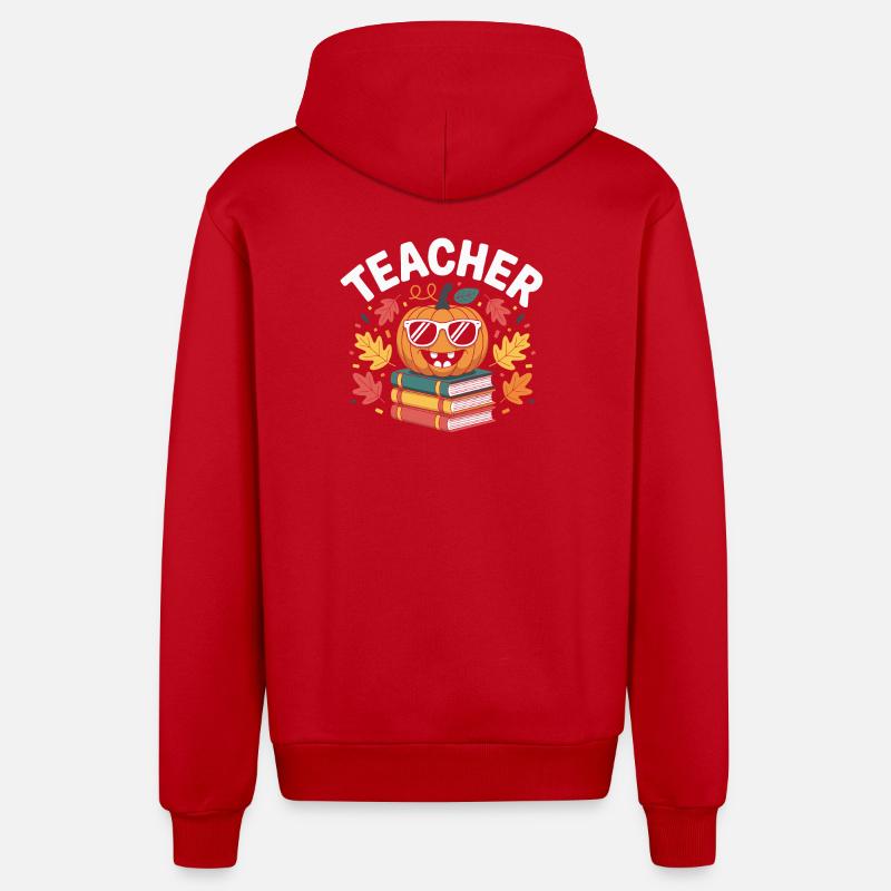 Idée cadeau professeur automne - Veste à capuche bio décontractée fabriquée en UE - rouge
