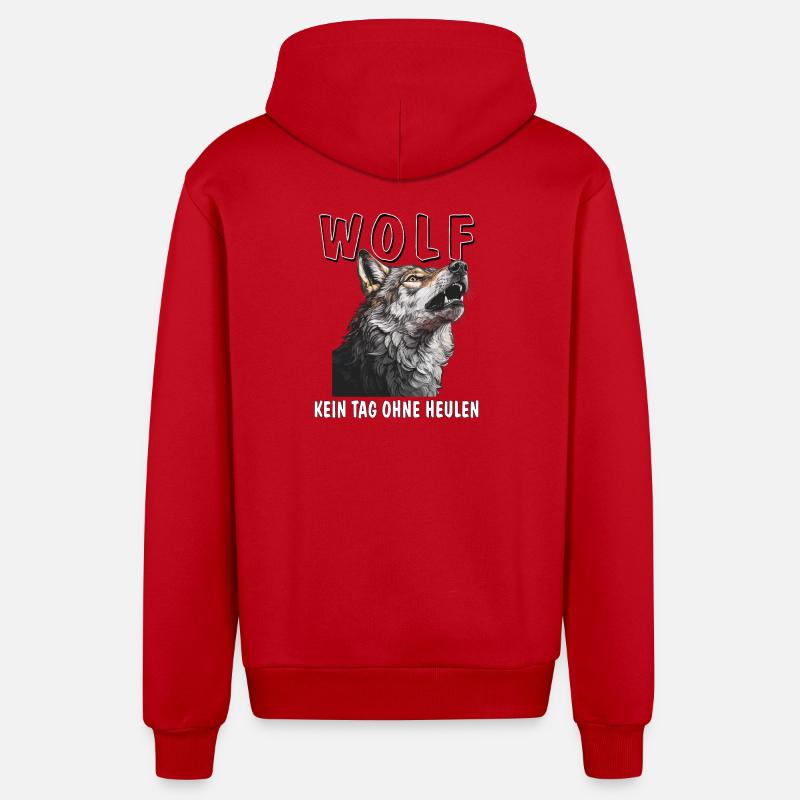 WOLF PAS UN JOUR SANS HURLER - Veste à capuche bio décontractée fabriquée en UE - rouge