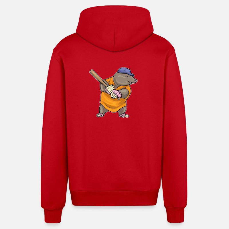 Taupe Baseball Batte de Baseball - Veste à capuche bio décontractée fabriquée en UE - rouge