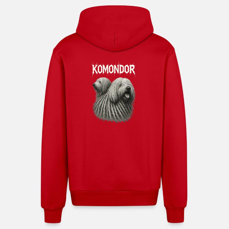 Komondor - Veste à capuche bio décontractée fabriquée en UE - rouge