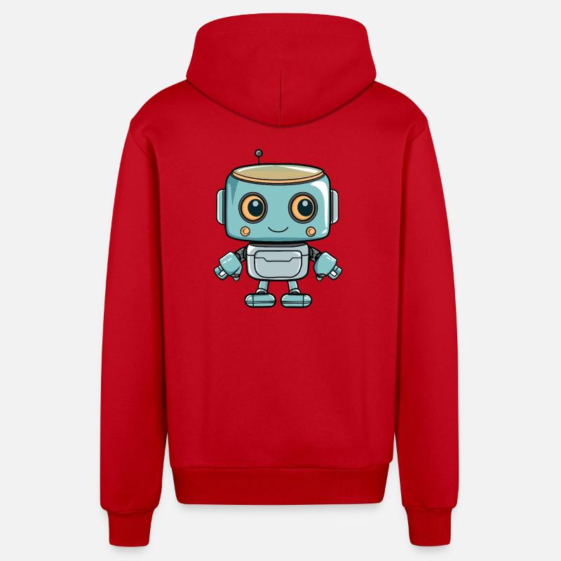 Imprimé robot mignon pour les enfants - Veste à capuche bio décontractée fabriquée en UE - rouge