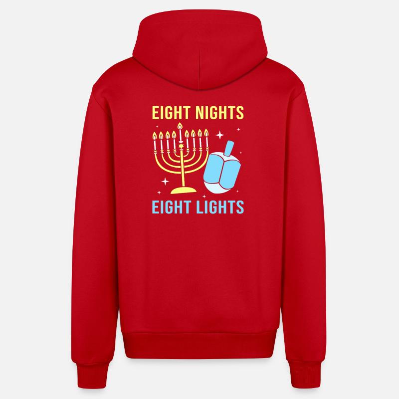 Hanoukka Hanoukka Hanoucca - Veste à capuche bio décontractée fabriquée en UE - rouge