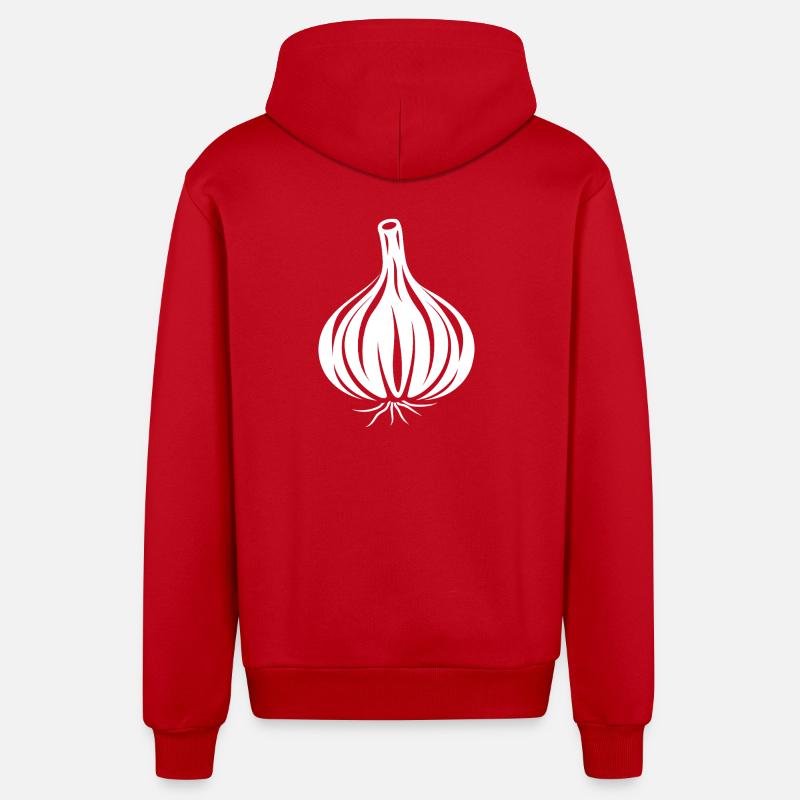 Ail silhouette noir et blanc - Veste à capuche bio décontractée fabriquée en UE - rouge