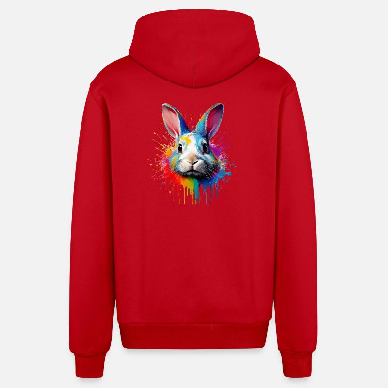 Voile de couleur lapin - Veste à capuche bio décontractée fabriquée en UE - rouge