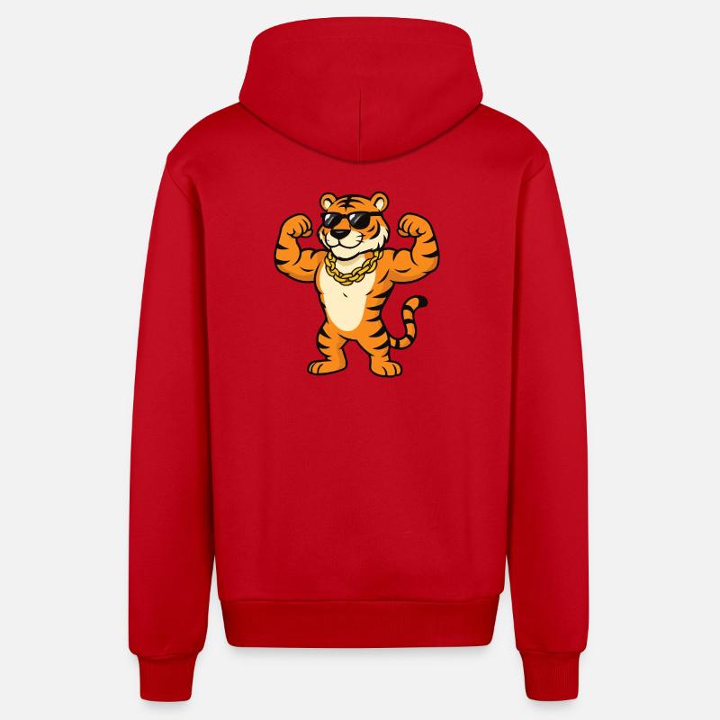 Tiger Lunettes de soleil Bodybuilder - Veste à capuche bio décontractée fabriquée en UE - rouge