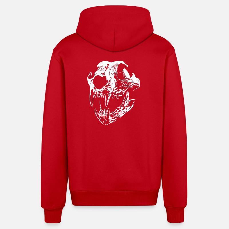Smilodon skull with sharp teeth - Organic Relaxed Hooded Jacket Made in EU - red