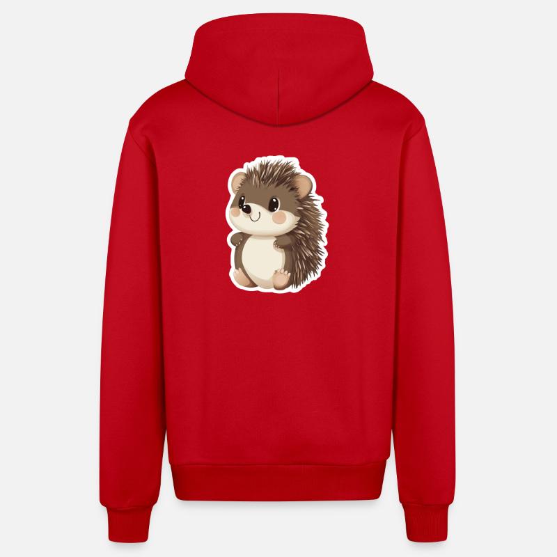 Hérisson - Veste à capuche bio décontractée fabriquée en UE - rouge