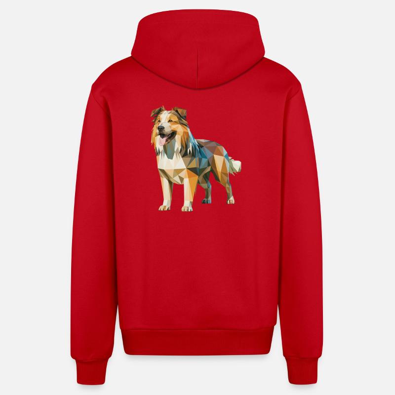Berger australien - Logo Low Poly cool - Veste à capuche bio décontractée fabriquée en UE - rouge