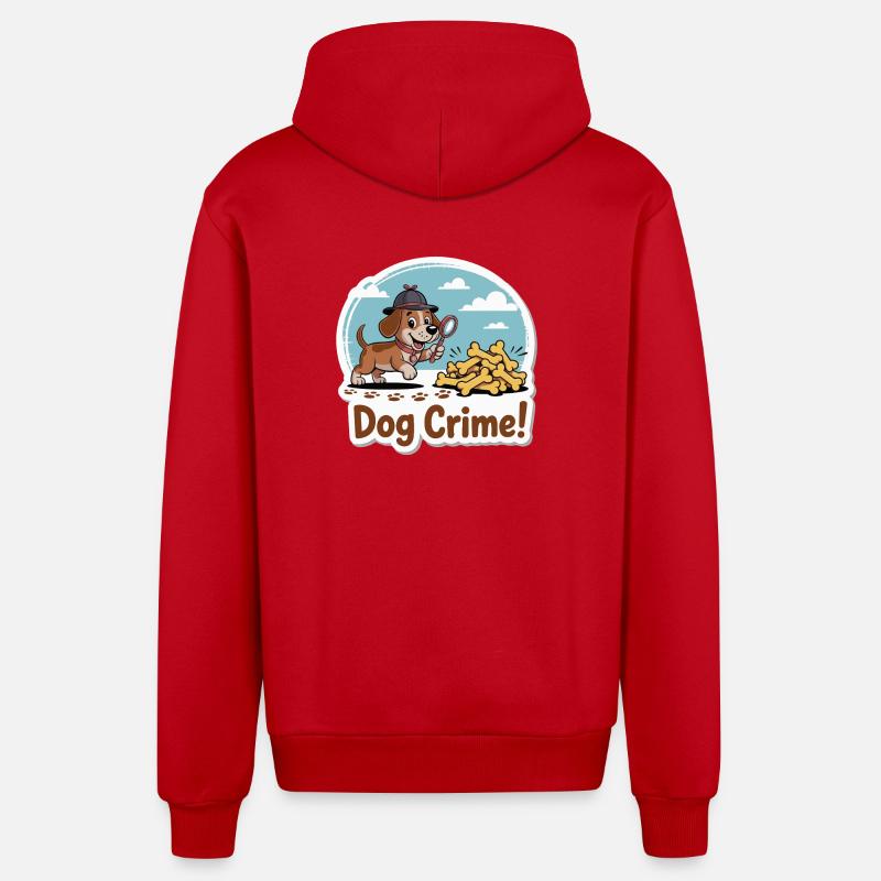 Chien Détective et Os - Veste à capuche bio décontractée fabriquée en UE - rouge