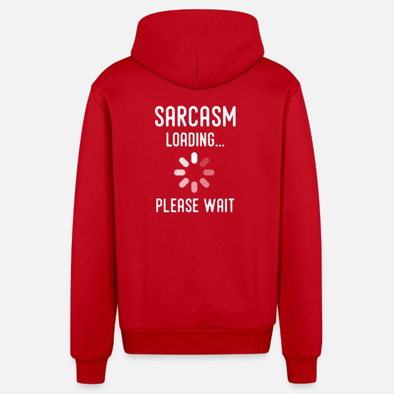 sarcasm loading, please wait - Organic Relaxed Hooded Jacket Made in EU - red