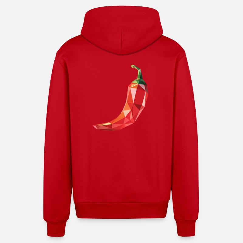 Piment - Cool Low Poly Logo Végétal - Veste à capuche bio décontractée fabriquée en UE - rouge