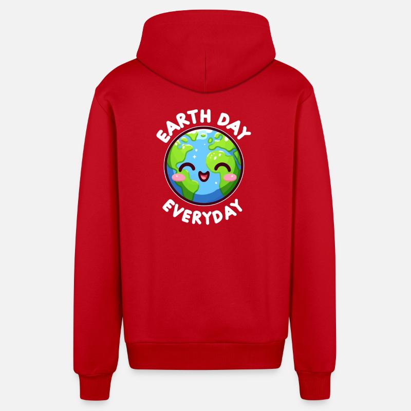 Terre Heureuse Jour Éternel - Veste à capuche bio décontractée fabriquée en UE - rouge
