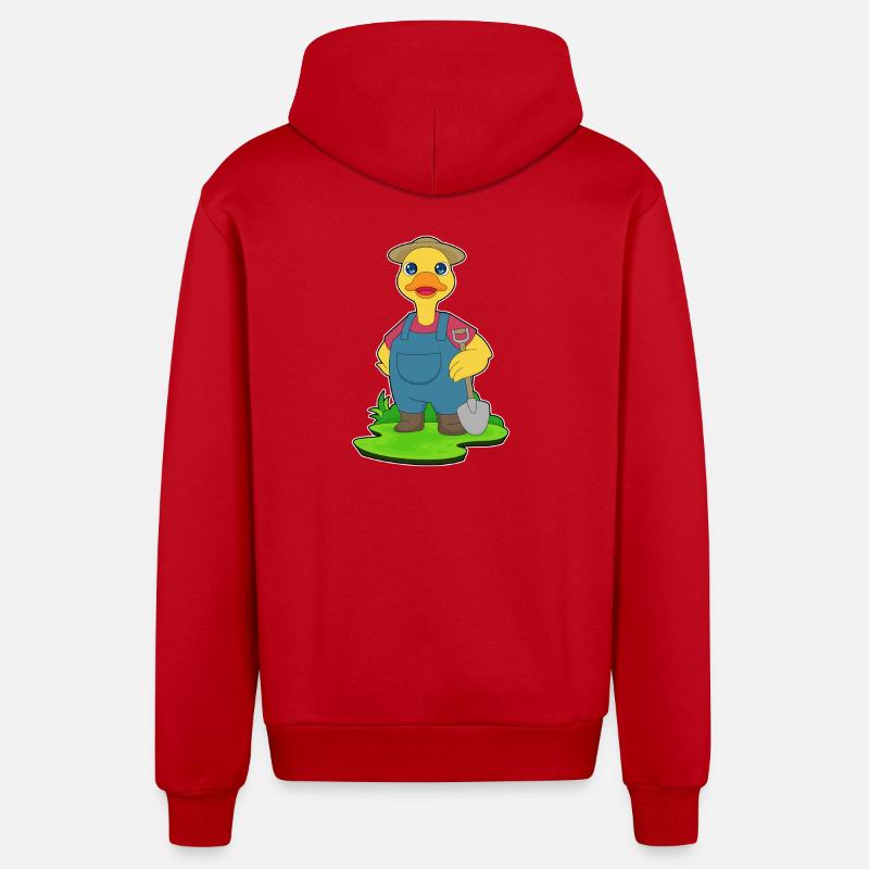 Pelle d’éleveur de canards - Veste à capuche bio décontractée fabriquée en UE - rouge