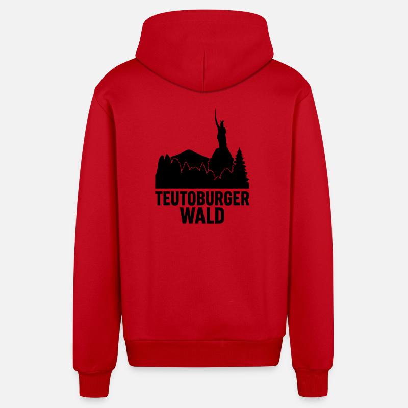 Forêt de Teutoburg - Veste à capuche bio décontractée fabriquée en UE - rouge