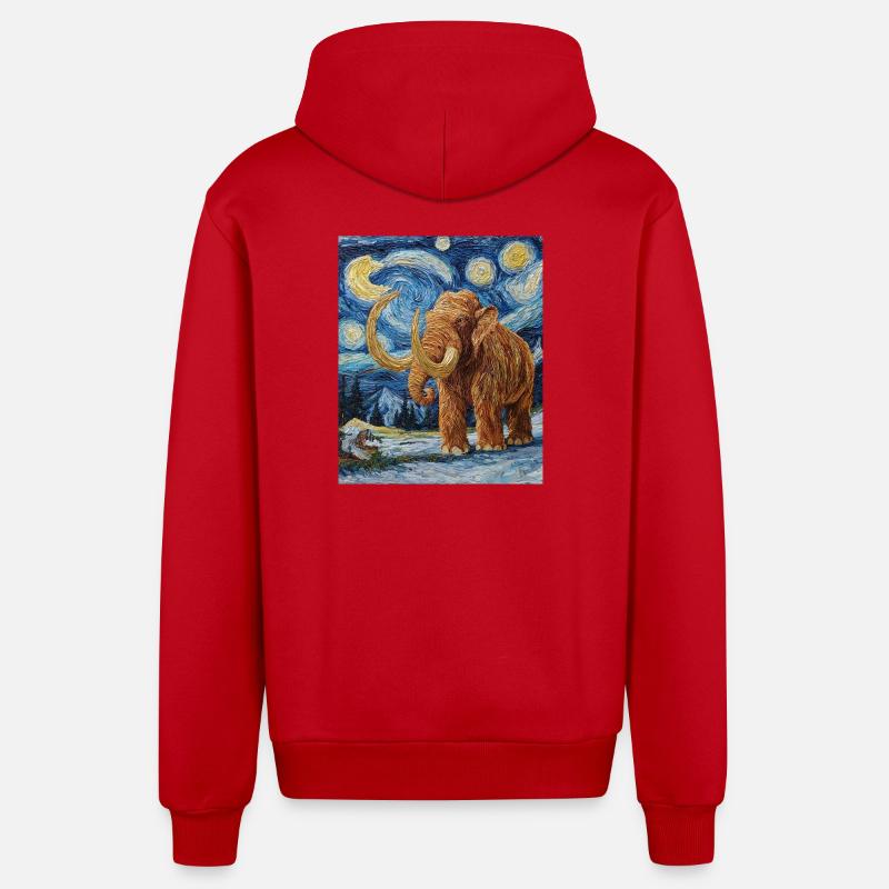 Mammouth Van Gogh Nuit étoilée - Veste à capuche bio décontractée fabriquée en UE - rouge