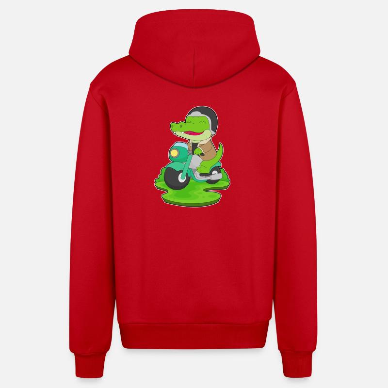 Moto crocodile - Veste à capuche bio décontractée fabriquée en UE - rouge