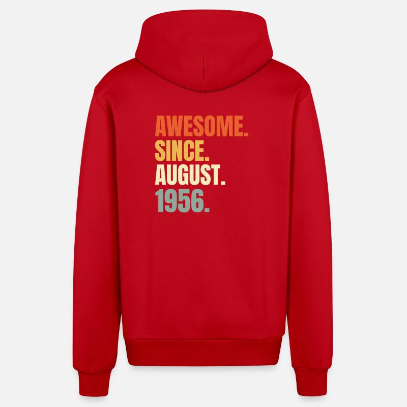 Génial depuis août 1956 Anniversaire - Veste à capuche bio décontractée fabriquée en UE - rouge