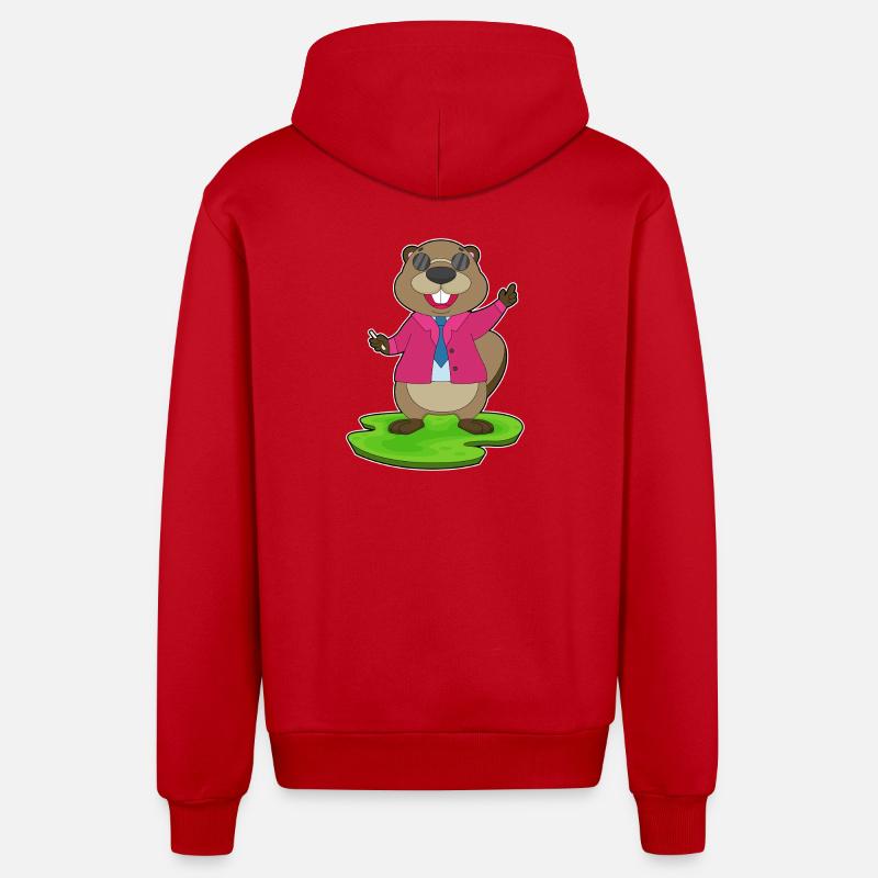 Biber Lehrer Kreide Schule - Organic Relaxed Kapuzenjacke Made in EU - Rot