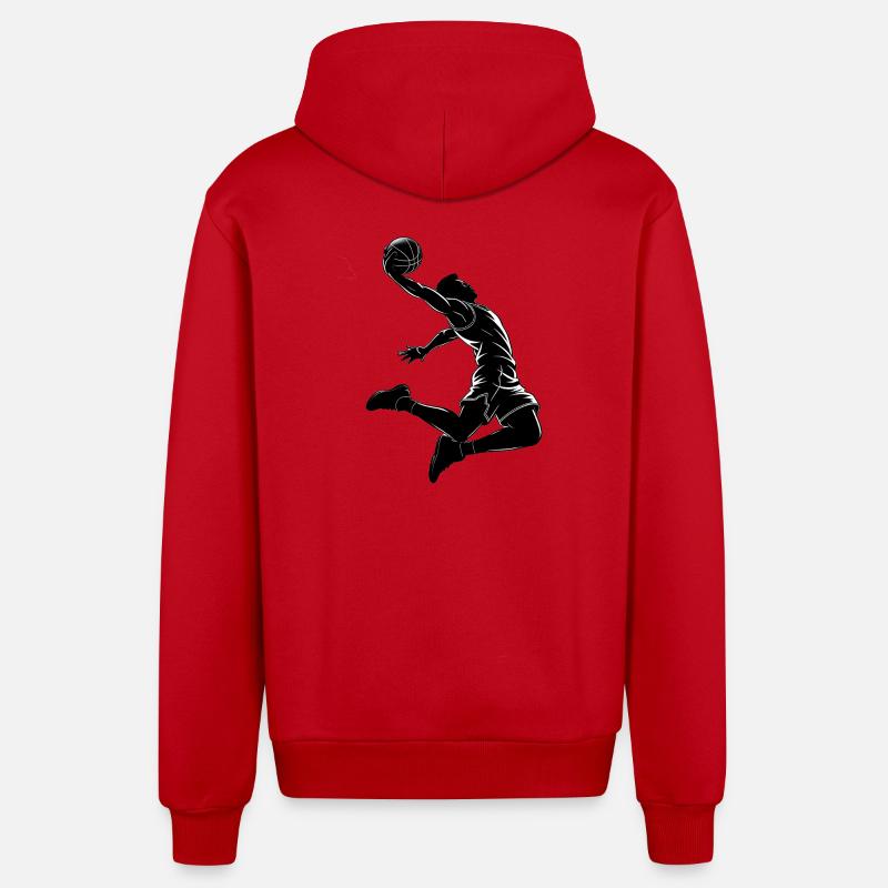 Basketball Dunk - Cool Silhouette Logo - Veste à capuche bio décontractée fabriquée en UE - rouge