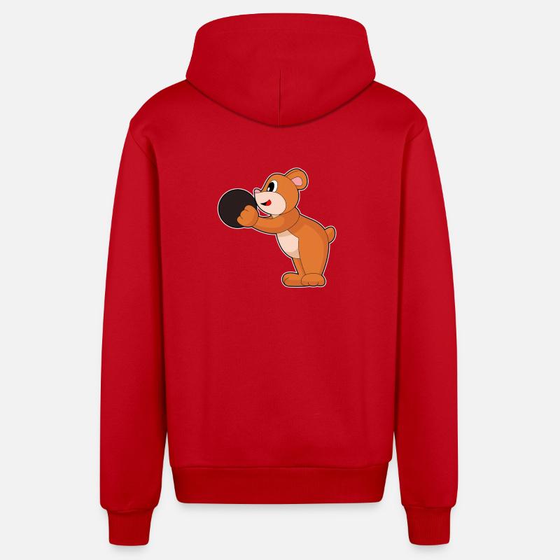 Bear Bowling Boule de bowling - Veste à capuche bio décontractée fabriquée en UE - rouge