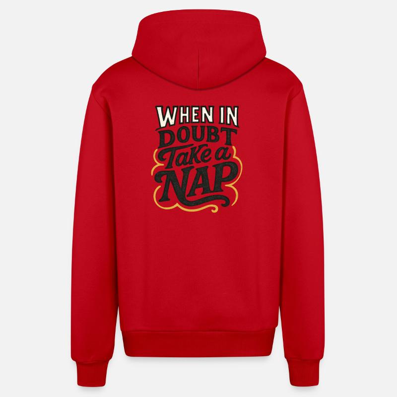 When in Doubt Take a Nap - Organic Relaxed Hooded Jacket Made in EU - red