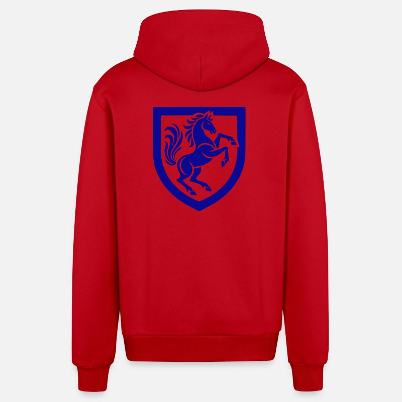 Silhouette de signe de cheval bleu - Veste à capuche bio décontractée fabriquée en UE - rouge