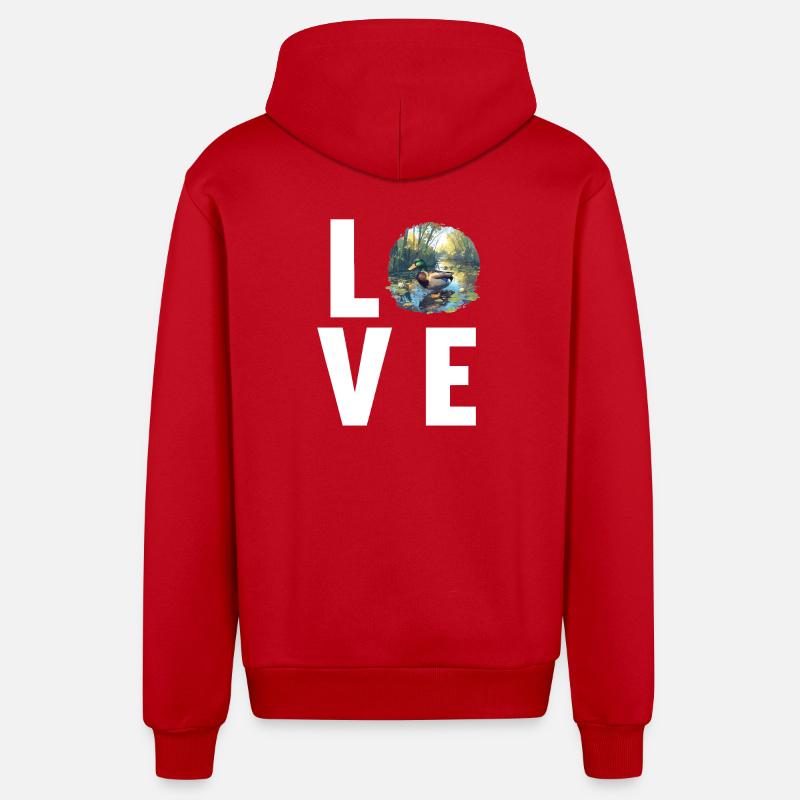 Ducks Duck - Organic Relaxed Hooded Jacket Made in EU - red