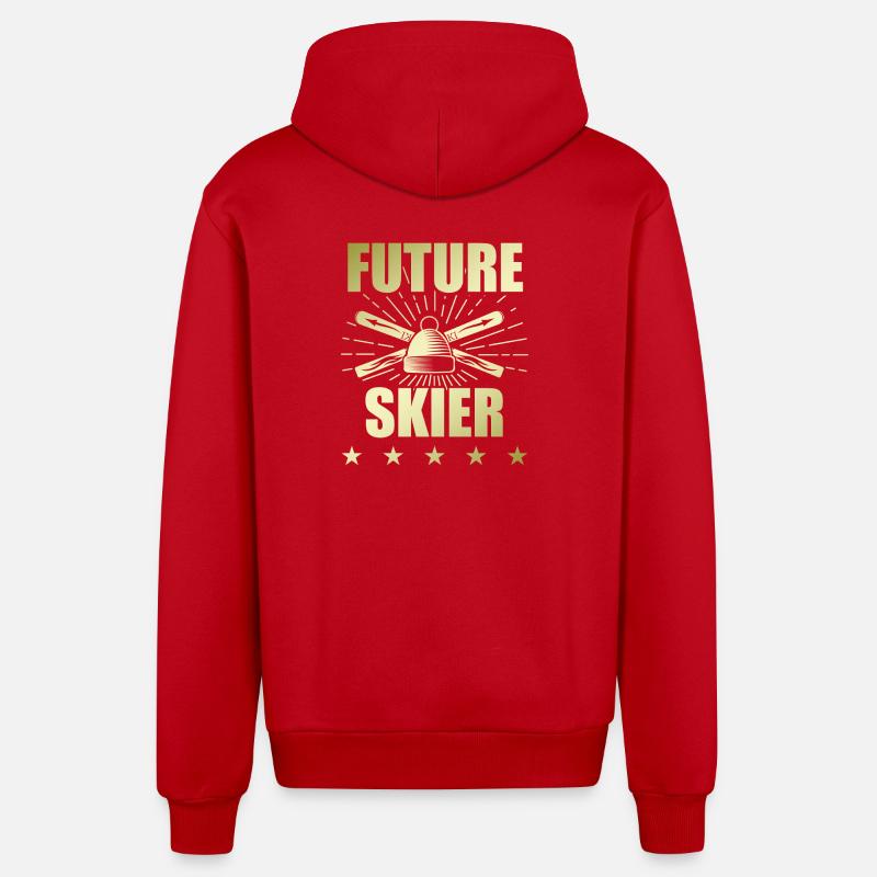 L’avenir du ski - Veste à capuche bio décontractée fabriquée en UE - rouge