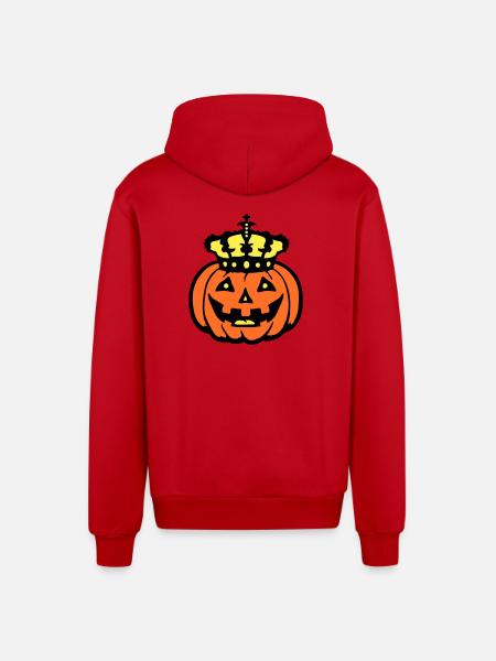 Halloween Pumpkin King Crown King Pumpkin Ruler - Organic Relaxed Hooded Jacket Made in EU - red