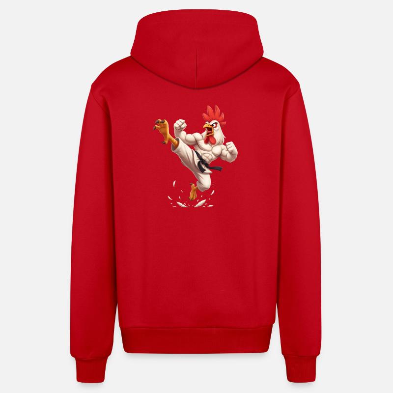 Karaté du coq de combat - Veste à capuche bio décontractée fabriquée en UE - rouge