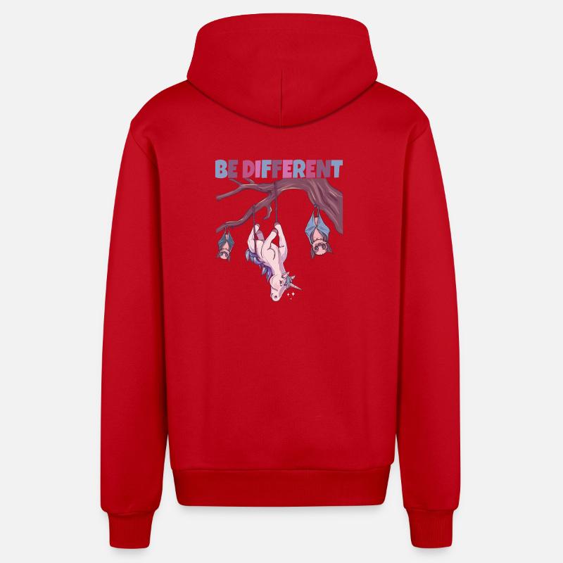 Licorne Be Different - Veste à capuche bio décontractée fabriquée en UE - rouge